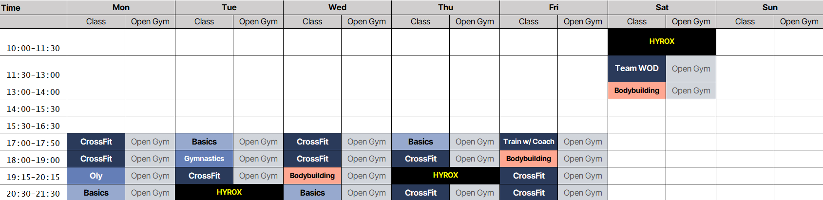 CrossFit MainBox Stundenplan