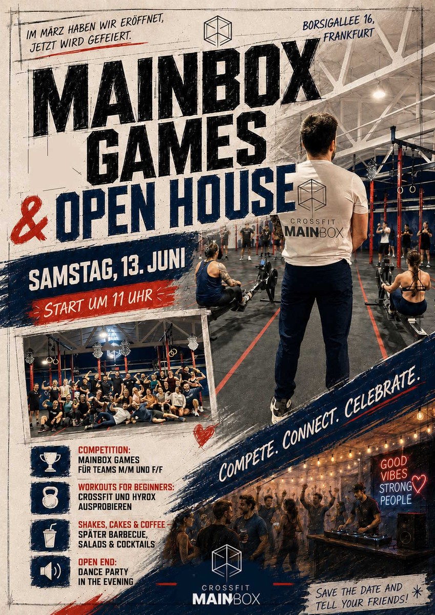 Poster MainBox Games and Open House — Saturday June 13th, CrossFit MainBox Frankfurt